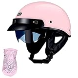 QMMD Casque Semi-Ouvert Rétro Moto Demi-Casque, Demi Casque De Moto Vintage Casque Face Ouverte avec Mobylette Bols, Casque pour Adulte Hommes Femmes Scooter Locomotive, ECE Homologué