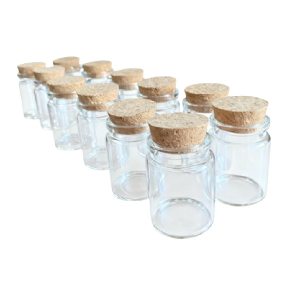 GOCENJIU Small Storage Vial 12pieces 30ml Tiny Glass Jars Decorative Containers, 26 * 37 * 50mm Small Vials Storage Bottles with Corks
