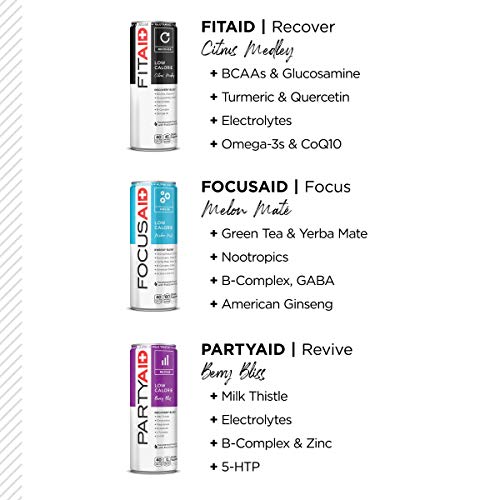 FITAID Post Workout Recovery Drink, Strawberry Lemonade, BCAAs, Glucosamine, Electrolytes, All In One Can, Paleo, Vegan & Gluten-Free, 40 Calories, 12 Fl Oz (Pack of 24) - Thumbnail 7