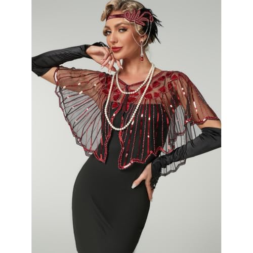 Beaded Shawls for Evening Dresses, Sequin Beaded Evening Cape, Bridal Shawl, Sequin Flapper Shawls for women Formal Party3