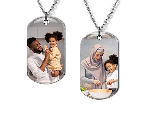 Little Gem Girl Double Sided Custom Photo Dog Tag Necklace or Key Chain Pendant Reversible Charm (Necklace)