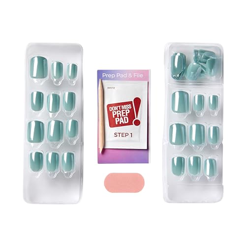 KISS imPRESS No Glue Mani Press On Nails, ColorFX, \'After Hours\', Blue, Short Size, Squoval Shape, Includes 30 Nails, Prep Pad, Instructions Sheet, 1 Manicure Stick, 1 Mini File
