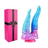 7.9' Small Double Head Tentacle Dildo with Tongue, Silicone Dual Monster Alien Anal Dildo Suction for Lesbian Beginner, Double Sided Fantasy Cute Prostate Shower Dildo Adult Sex Toy for Women Men Gay