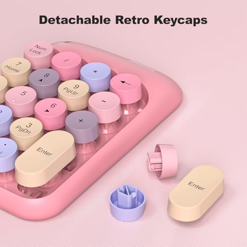 MOWUX Wireless Number Pads, Cute Colorful Numeric Keypad Numpad Portable 2.4 GHz Financial Accounting Number Keyboard Extensions, 18 Key Number Numpad for Laptop Desktop, PC (Pink) by MOWUX - Image 5