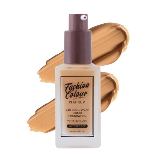 Image of Fashion Colour Platinum 24H Long-Wear Liquid Foundation With Skincare | Professional Use | Waterproof Formula | Silky Texture | Foundation for Women Dry Skin | (MOCHA, 30g)