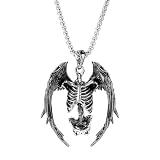 YZMOXNL Skull Necklace Punk Skeleton Wings Pendant Choker Goth Halloween Jewelry Gift for Women and Men