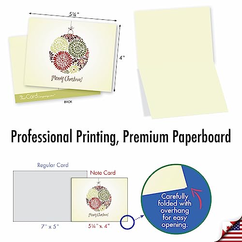 Image of The Best Card Company - 10 Blank Merry Christmas Note Cards (4 x 5.12 Inch) - Boxed Holiday Notecards with Envelopes - Avocado Green Christmas M6646XSB