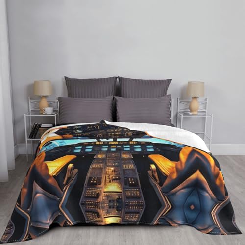 Couverture polaire en flanelle avion douce pour canapé et lit