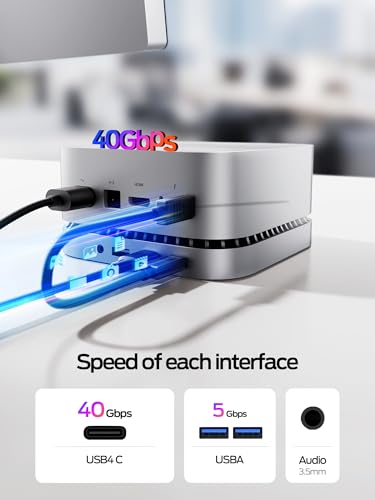 Image of MOVE SPEED mini M4 Dock Enclosure, 40Gbps USB4 Gen3x2, Silent Expansion Hub & Aluminum Stand for M.2 NVMe SSD, 2xUSB A, USB C Host and Audio