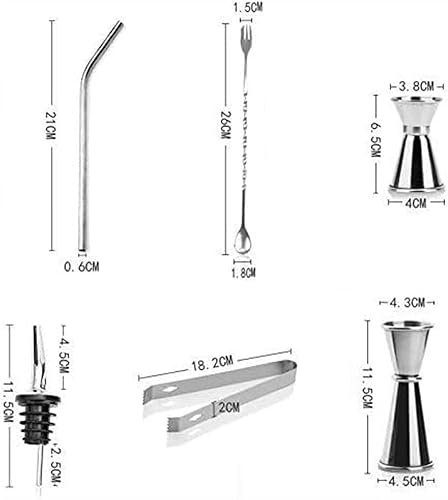 Miniatura 6 de ONOTEC Juego de coctelera, kit de camarero, kit de barman de mezcla de acero inoxidable con soporte, herramientas de barra profesionales, para el