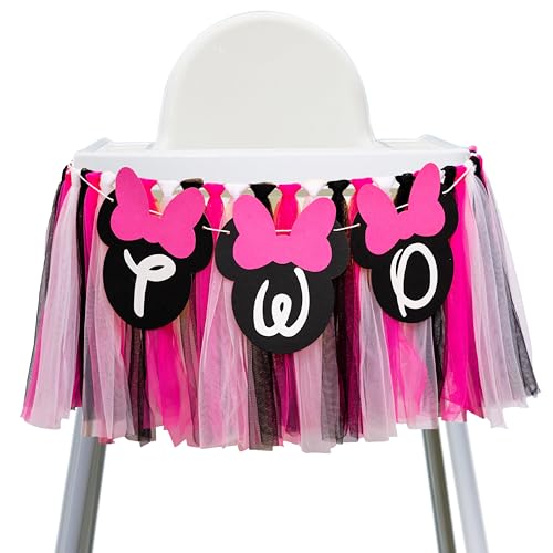 GIOGUK Mouse 2nd Birthday High Chair Banner - Oh Twodles Birthday Party Decorations Banner, Mouse Theme 2nd Birthday Party Supplies Highchair Banner, Cute Two Mouse Sign Anniversary Milestone Cake Smash Photo Props Banner