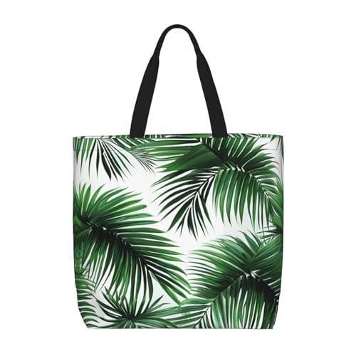 Palm Tree. Print Tote Bags, Large Capacity Zipper Shoulder Bag, For Shopping, Work, Daily