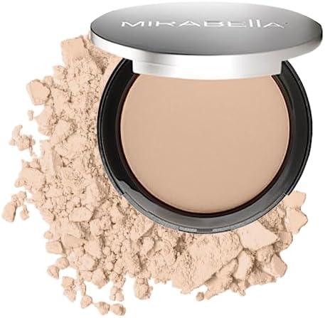 Mirabella Pure Press Powder Foundation, HD Coverage - Shade Light - Triple-Milled Mineral Pressed Powder Makeup with Natural Ingredients - Anti-Aging, Moisturizing & Antioxidant, All Skin Types - Talc-Free