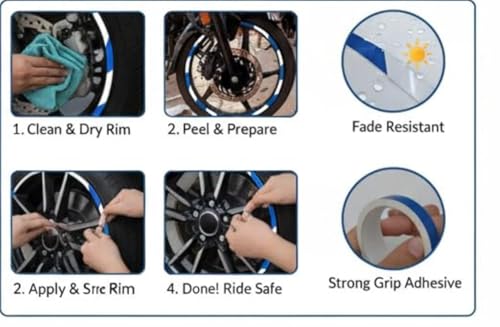 Image of WALLMATE Dual Shade Reflective Radium Strip Waterproof Self Adhesive, Safety Sticker, Night Glow Tape for Helmet, car, Scooter & Cycle Decoration (Blue-Silver, 0.5 In x 45 Mtr (1771 in) (PCK OF 2)