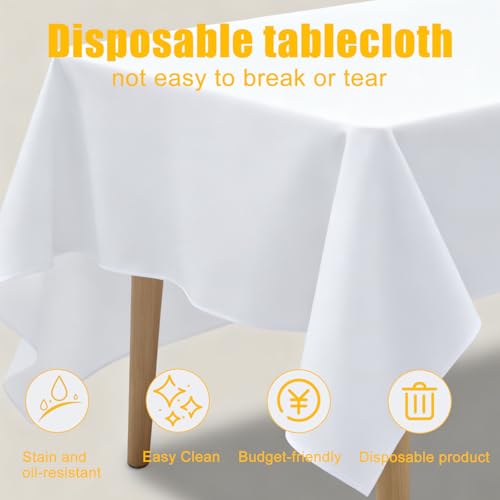 Einweg Tischdecken Weiß,10 Stück Tischdecke Weiß 137 x 183 cm,Einwegtischdecken Wasserdicht Rechteckig Tischtuch Plastik Geburtstag,für Geburtstag Party Hochzeit Weihnachten