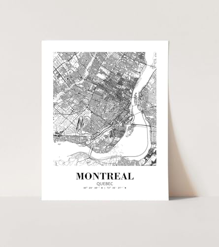 Eleville WGN408M 11X14 Unframed Montreal Canada City View Abstract Road Modern Map Art Print Poster Wall Office Home Decor Minimalist Line Art Hometown Housewarming Wgn408 thumb #2
