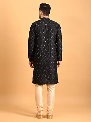 Image of Uri and MacKenzie Embroidery Silk Men's Kurta Pyjama Set