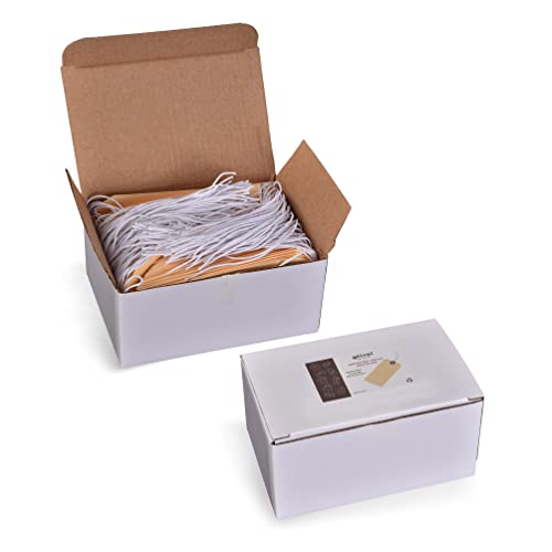 Gillraj Shipping Tags With Strings Attached 4 3/4 X 2 3/8 Inches - Pack Of 100 - Strung Manila Paper Hang Tags Labels With Reinforced Eyelet Hole #TOP5