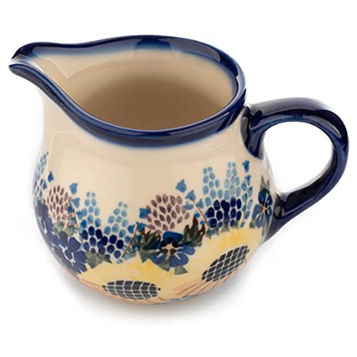Polish Pottery Artistic Ceramics"Dalia" Bolesławiec Ceramic Gravy Boat Ceramic Saucier Sauce Boats for Gravy Warming Sauces Salad Dressings Milk 600 ml | E411