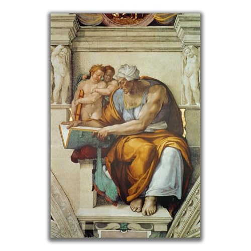 Yomcut Michelangelo Sistine Chapel Ceiling Frescoes Series Poster - Cumaean Sibyl - Reproductions Of Classic Art Paintings, Retro Posters, Modern Wall Decoration, Unframed 12x18in30x45cm
