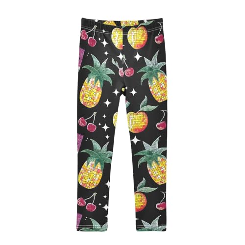 ALAZA Girls' Leggings Children's Yoga Pants Skinny Printed Dance Fruits Geometric Comfortable 4T