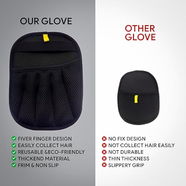 Pet Hair Removal Glove for Cats & Dogs ¨C Upgraded Five-Finger Electrostatic Pet Hair Gloves, Reusable Magic Brush Pet Hair Remover Tool for Clothing, Laundry, Couch, Carpet & Car Seat-mEssIbqa