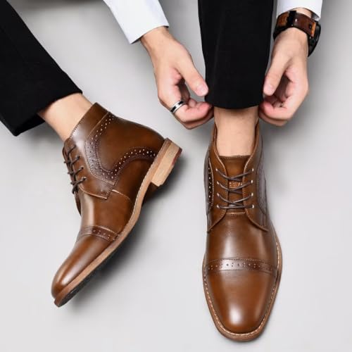 Image of Arkbird Chukka Boots for men, Grainy Leather Lace-up Ankle Boot Fashion and Comfort Casual Oxfords