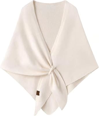 Winter Warm Shawl Wraps for Women Knitted Striped Knotted Cardigan Cape Soft Triangle Scarf Wrap Travel Elegant Tops Poncho