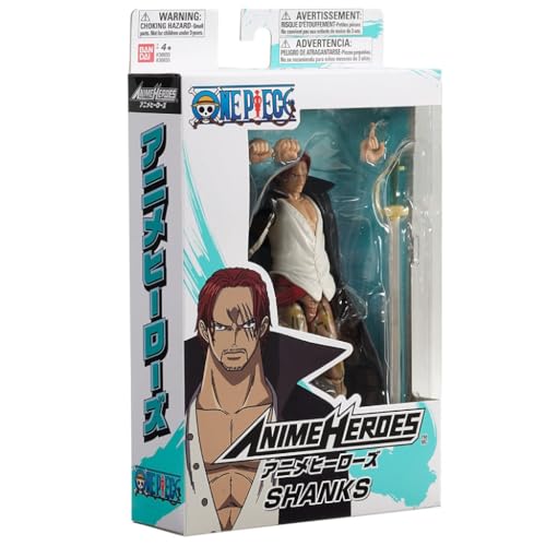 Bandai - Anime Heroes - One Piece - Figurine Shanks 17 cm - Licence Officielle One Piece - Figurine d'action articulée Shanks - Jouet Enfant 4 Ans et + - 36935