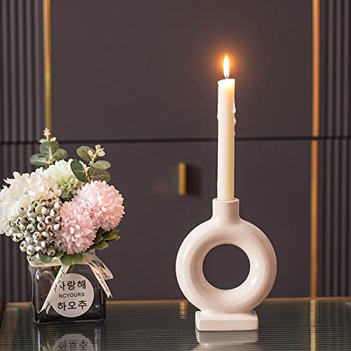 Liotww Black Candlestick Holders Set Of 2, Donut Candle Stick Candle Holder, Ceramic Taper Candle Holders Centerpieces For Farmhouse Dining Room Kitchen Entryway Fireplace Mantel Coffee Table Decor #TOP3