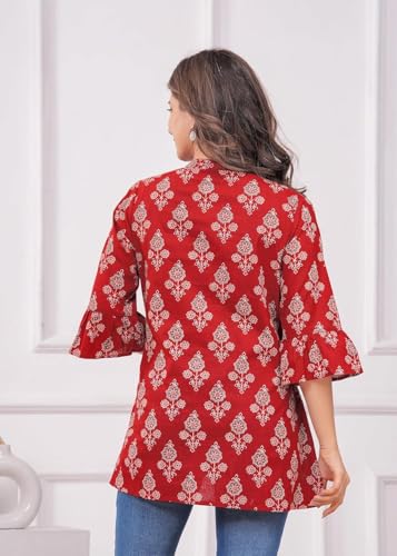 Image of Womens Cotton Printed Straight Short Kurti