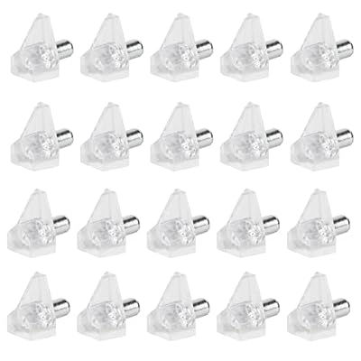 20 unidades de soportes para estantes, 5 mm, soportes para estantes, de plástico transparente, para muebles, estanterías, armarios, estantes de madera, estantes de cristal (20, transparentes)