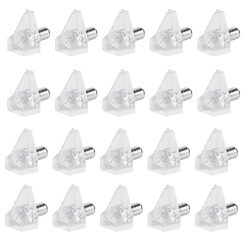 20-Pack 5 Millimeters Shelf Support Peg, Tool-Free Cabinet Supports for Modular Furniture Systems - Wardrobe/Bookshelf/Kitchen Mounting Hardware(20, Transparent White)