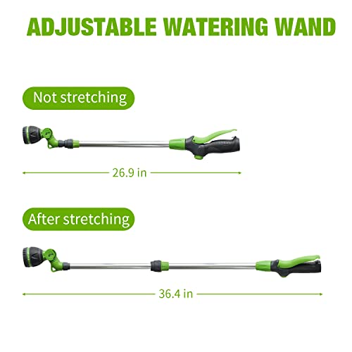 Yestar 24-33 Inches Watering Wand Adjustable Front Trigger Shower Wand With 8 Patterns 180° Rotating Head Garden Spray Wand Flow Control #TOP1