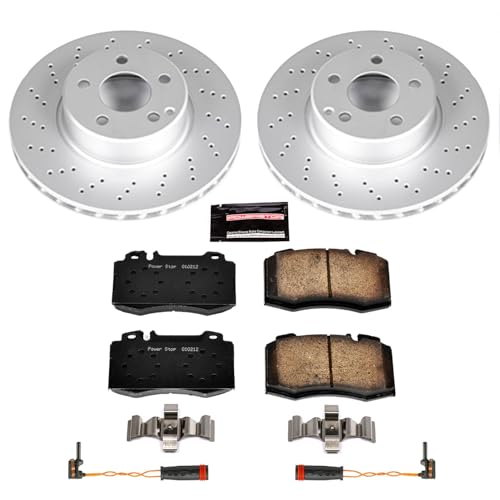 Image of PowerStop Front Brake Kit for Mercedes-Benz CL500 2003-06 |S350 2006 |S430 2003-06 |S500 2002-06 - Fully-Coated Disc Rotors with Z23 Carbon-Fiber Ceramic Brake Pads Upgrade, CRK2932