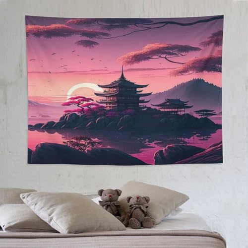 Tapisserie Japonese Temple en Tissu Premium pour une Décoration Murale Chic