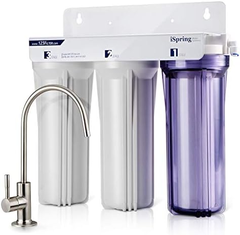 iSpring US31 Classic 3-Stage Under Sink Water Filtration System for Drinking, Tankless, High Capacity, Sediment + Carbon + Carbon (Newest Version)