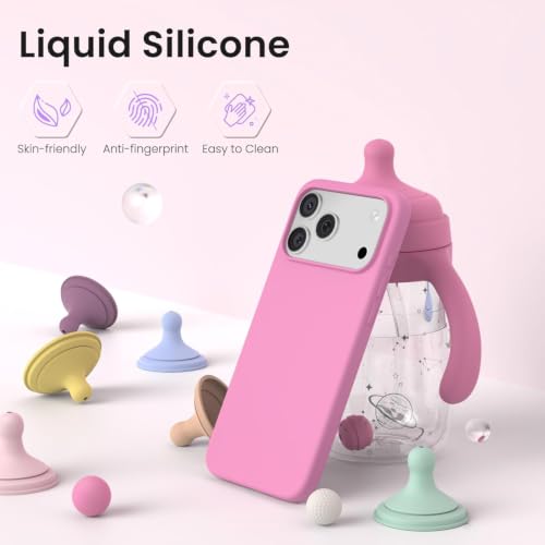 Image of DIZORO Compatible with (iPhone 17 Pro Max Case)(2025), Liquid Silicone 3 Layers Full Covered Soft Gel Rubber Phone Case,Shockproof Protective Cover with Anti-Scratch Microfiber Lining- Baby Pink