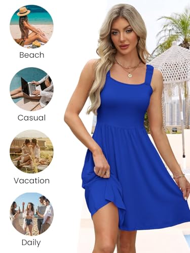 Image of QACOHU Summer Dresses for Women 2026 Sleeveless Square Neck Sundress with Pockets Casual Tank Beach Floral Boho Maxi Dress