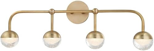 Miniatura 9 de Hudson Valley Lighting Soporte de baño LED 1244-AGB, 4 luces, latón envejecido