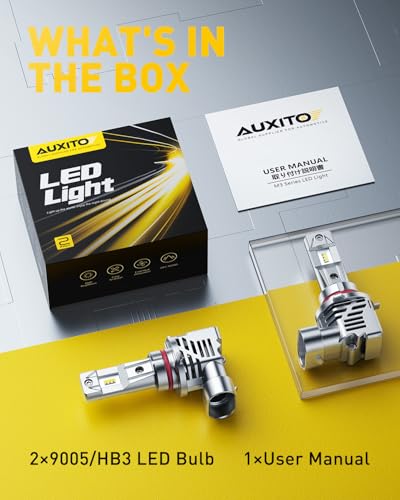 Image of AUXITO 9005 /HB3 LED Bulb, 800% Brighter, 3 Min Quick Install, 20 Years Lifespan, No Flicker, 99% Compatibility