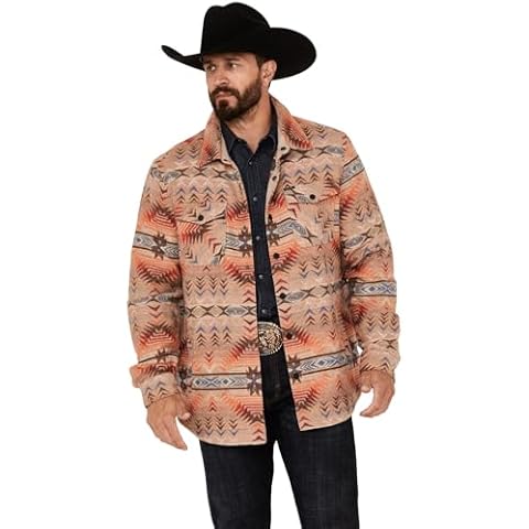 Rock & Roll Denim Men's Tan Aztec Shirt Jacket Tan S Cover