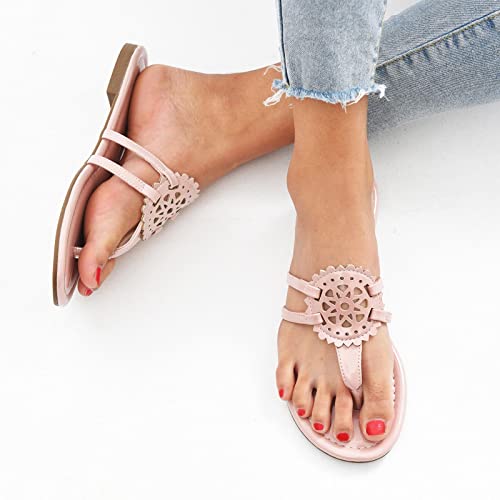Image of katliu Women's Flat Sandals Flip Flop Sandals Comfortable Dressy Thong Sandals