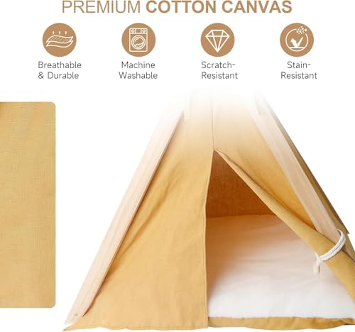 Joyfultails Tipi Zelt für Haustiere Hundezelt Katzenzelt, Haustierzelte Häuser mit Kissen Abnehmbar Haustier Hundebett Katzenbett