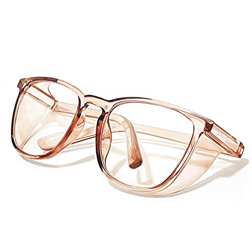 [BESTCROF] LeonDesigns Stylish Safety Goggles Anti-Fog Blue Light Blocking Glasses (Square coffee)