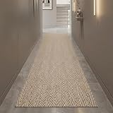 Alfombra Vinilica Espiga, para Cocina, Pasillo, de Color Marron, beig Efecto Natural digitalizado.