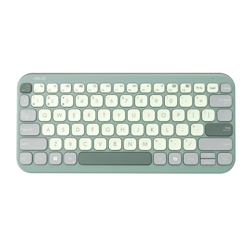 ASUS Marshmallow KW100 Wireless Keyboard – Green Tea Latte | Silent Scissor Keys,Compact Design,2-Year Battery Life, Compatible with Windows/Mac/Chrome/iOS & iPadOS Devices with Dedicated Copilot Key