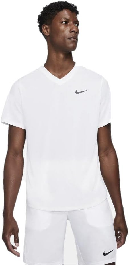 Mens Nike Dri-Fit Victory Tennis Shirt (White)