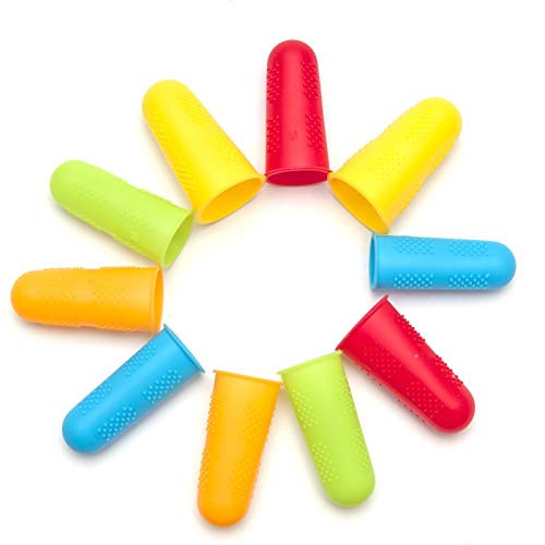 10STÜCKE(5Farben,3Größen) Silikon-Fingerhülsen, rutschfeste Verbrühungs-Fingerkappe,Heißklebepistolen-Fingerschutz zum Nähen,Wachsen,Gärtnern,Kleben