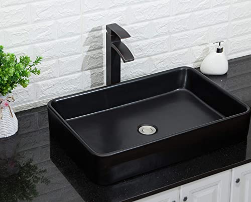 Rectangle Bathroom Vessel Sink - Lordear 24X14" Black Rectangle Bathroom Sink Modern Above Counter Porcelain Ceramic Vessel Vanity Sink Art Basin #TOP2